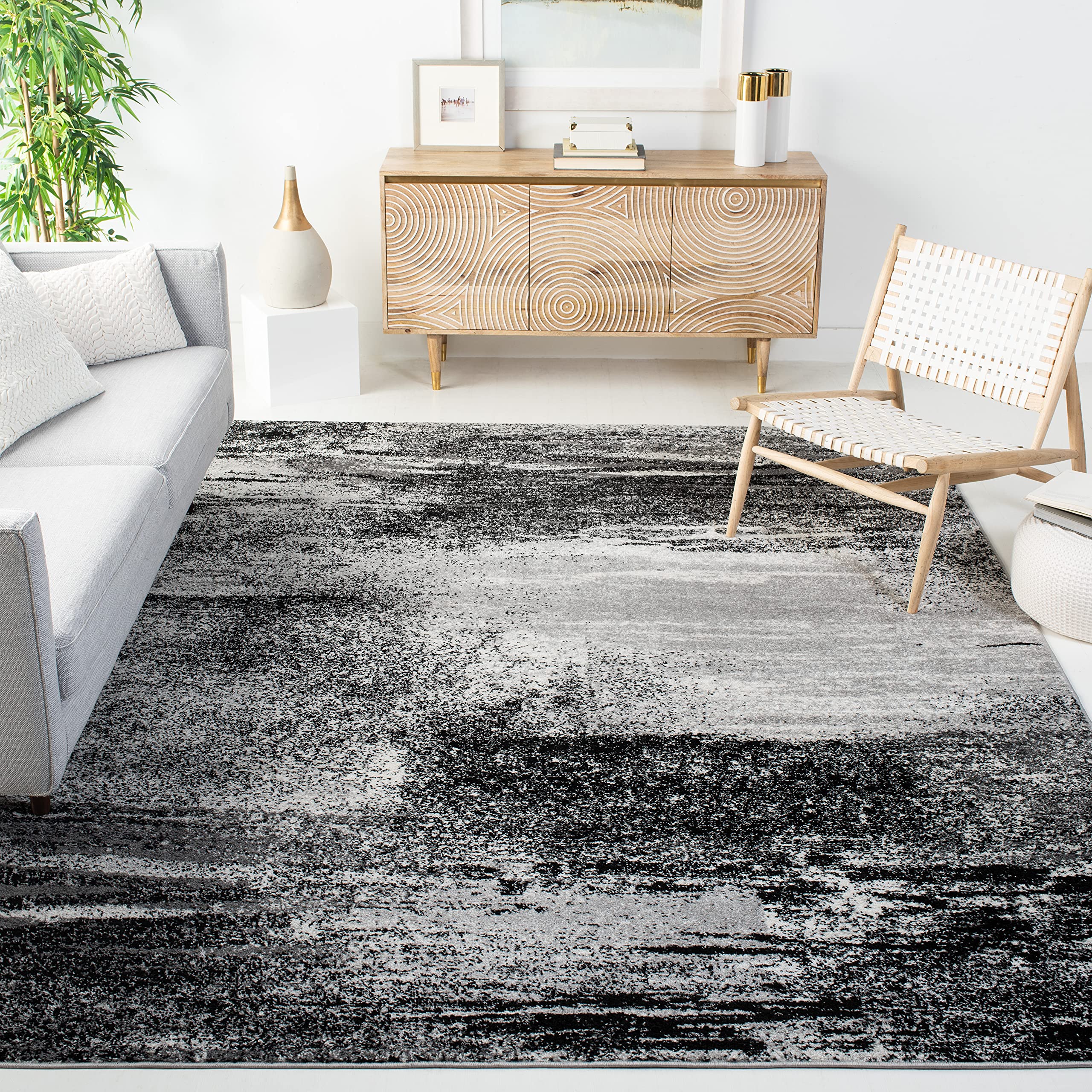 SAFAVIEH Adirondack Collection 5 Square Silver/Multi ADR112G Modern Abstract Non-Shedding Living Room Dining Bedroom Area Rug