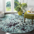 SAFAVIEH Monaco Collection 67 Round Light Blue/Multi MNC225J Boho Chic Abstract Watercolor Non-Shedding Dining Room Entryway Fo