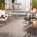SAFAVIEH Courtyard Collection Area Rug - 6'7'' x 9'6'', Brown & Beige, Non-Shedding & Easy Care, Indoor/Outdoor & Washable-Ideal