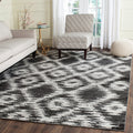 SAFAVIEH Adirondack Collection Area Rug - 9 x 12, Charcoal & Ivory, Modern Trellis Distressed Design, Non-Shedding & Easy Care