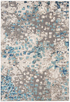 Safavieh Madison Collection Accent Rug - 3' X 5', Grey & Blue, Boho Abstract Distressed Design, Non-Shedding & Easy Care, Ideal