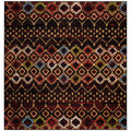 SAFAVIEH Amsterdam Collection 9 Square Black/Multi AMS108P Moroccan Boho Non-Shedding Living Room Bedroom Dining Home Office Ar