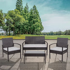 Flash Furniture Aransas Series 4 Piece Black Patio Set With Steel Frame And Gray Cushions