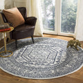 SAFAVIEH Adirondack Collection 12 Round Ivory / Navy ADR108R Oriental Medallion Non-Shedding Dining Room Entryway Foyer Living 