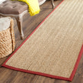 Safavieh Natural Fiber Collection Runner Rug - 26 x 16, Natural & Red, Border Herringbone Seagrass Design, Easy Care, Ideal fo