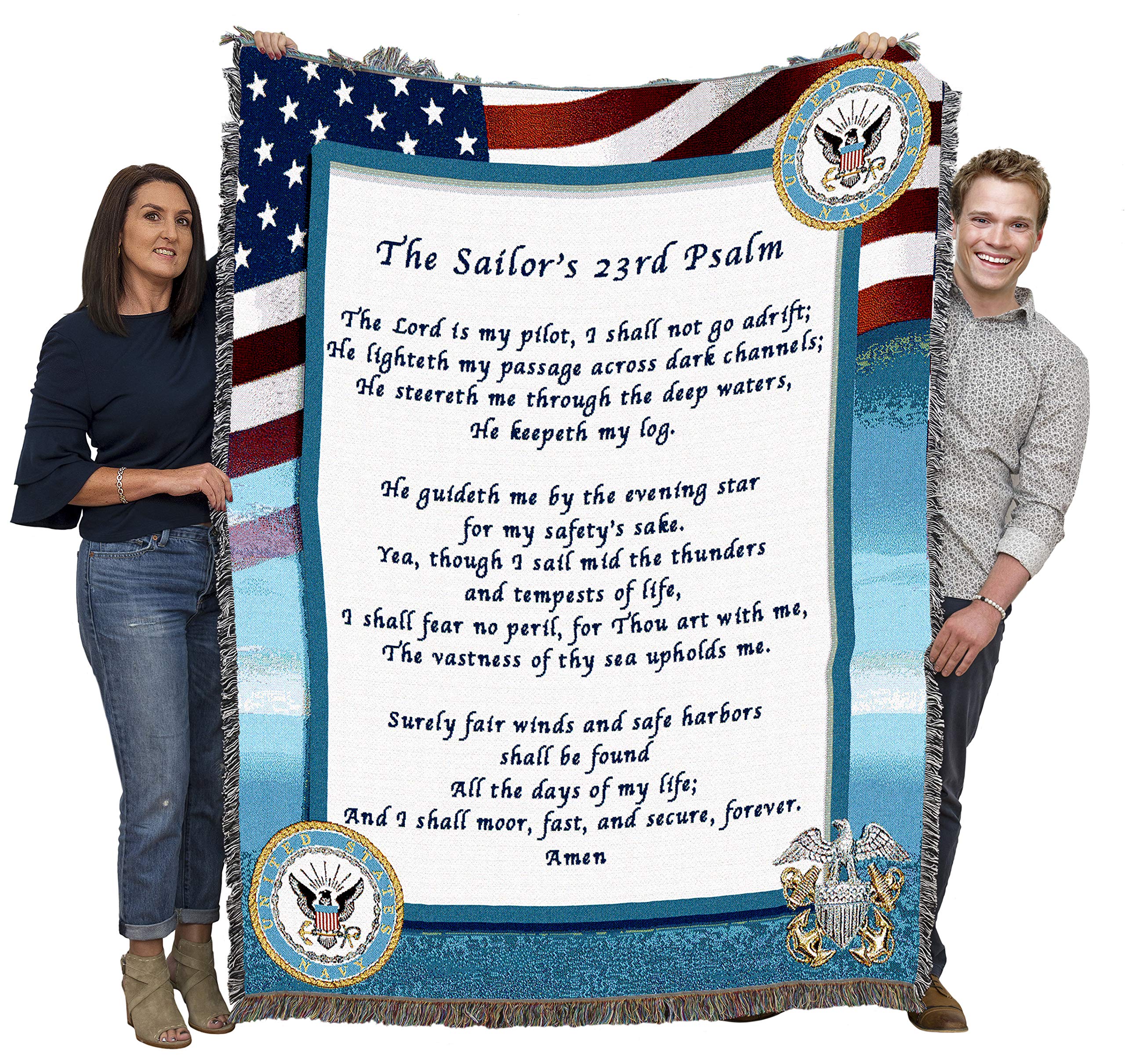Pure Country Weavers Pcw - Us Navy - The Sailor'S 23Rd Psalm Blanket - Gift Military Tapestry Throw Woven From Cotton - Made In