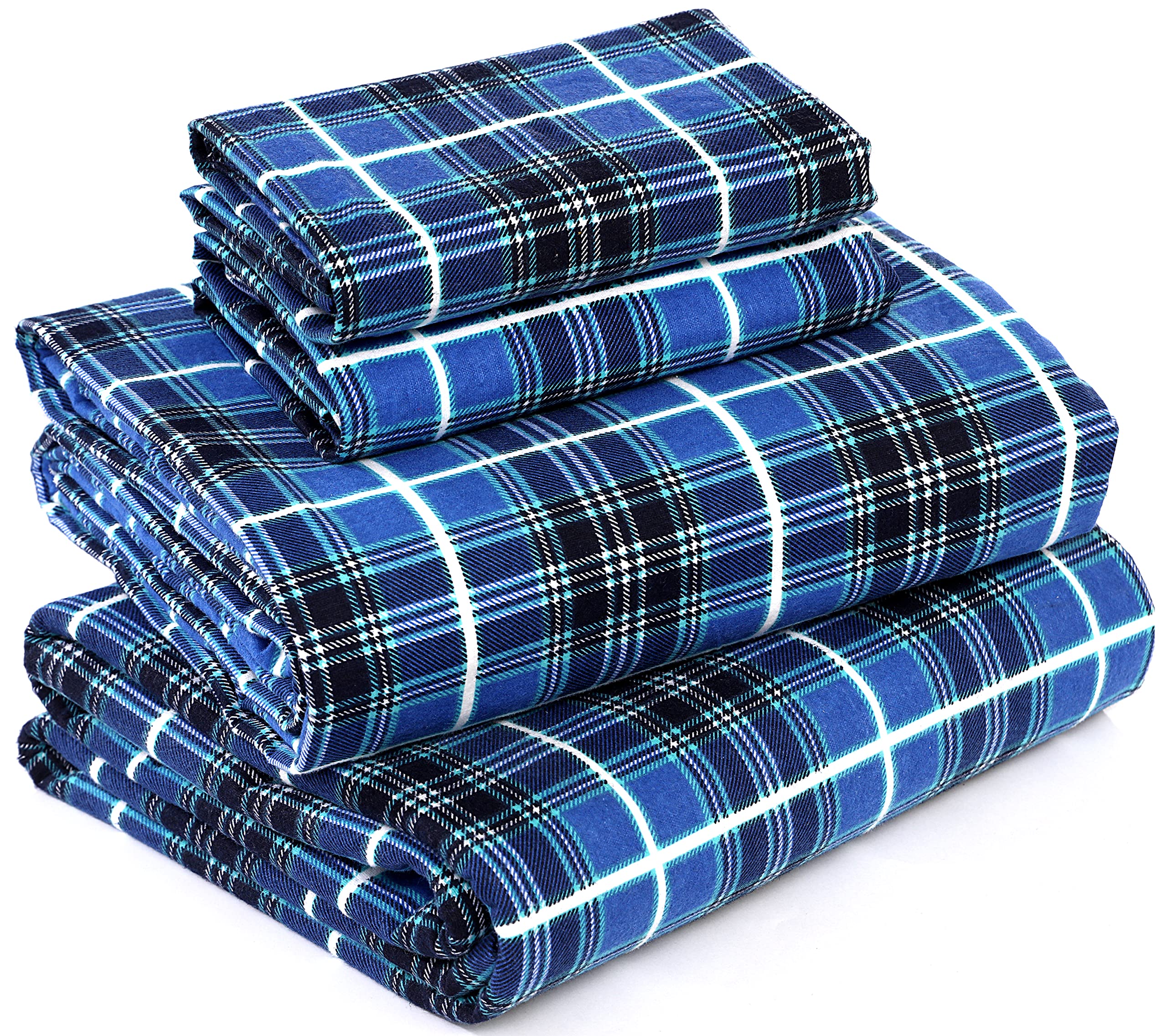 Ruvanti 100% Cotton 4 Pcs Flannel Sheets California King, Deep Pocket, Warm, Super Soft, Breathable, Moisture Wicking Flannel Be