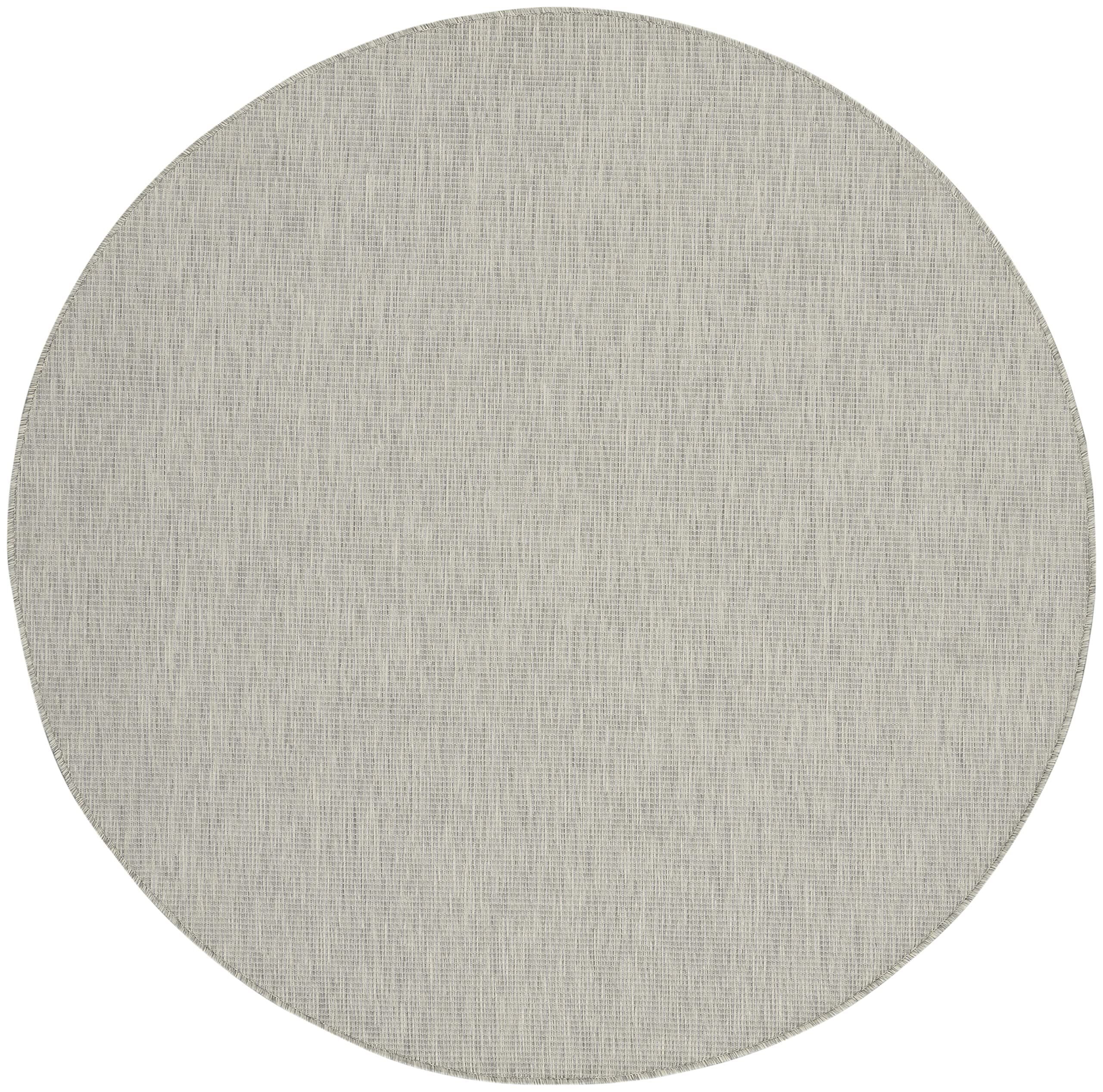 Nourison Positano Indoor/Outdoor Light Grey 8' X Round Area Rug, Easy Cleaning, Non Shedding, Bed Room, Living Room, Dining Room