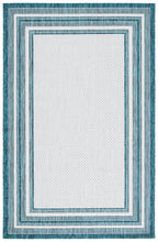 Safavieh Courtyard Collection 6'7' X 9'6' Ivory / Teal Cy8475 Indoor/ Outside Waterproof Easy Cleansingpatio Backyard Mudroom