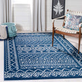 SAFAVIEH Tulum Collection 8 Square Navy/Ivory TUL268N Moroccan Boho Distressed Non-Shedding Area Rug