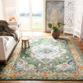 SAFAVIEH Monaco Collection Area Rug - 67 x 92, Forest Green & Light Blue, Medallion Distressed Design, Non-Shedding & Easy Car