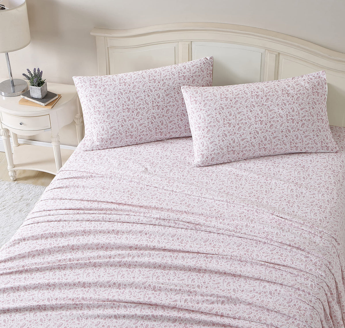 Laura Ashley Home - Twin Sheets, Cotton Flannel Bedding Set, Brushed For Extra Softness & Comfort (Paisley Prance, Twin)