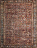 Loloi LAYLA Collection, LAY-01, Brick / Blue, 2-6 x 9-6, .13 Thick, Runner Rug, Soft, Durable, Vintage Inspired, Distressed, L