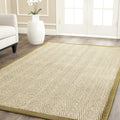 Safavieh Natural Fiber Collection Accent Rug - 3 x 5, Natural & Olive, Border Herringbone Seagrass Design, Easy Care, Ideal fo