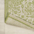 Jonathan Y Smb100D-210 Tela Bohemian Textured Weave Floral Indoor Outdoor -Area Rug, Coastal, Traditional, Transitional Easy-Cleaning,Bedroom,Kitchen,Backyard,Patio,Non Shedding, Green/Cream, 2 X 10