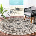 Safavieh Veranda Collection 6'7' Round Ivory / Slate Ver099 Boho Indoor/ Outdoor Non-Shedding Easy Cleaning Patio Backyard Porc