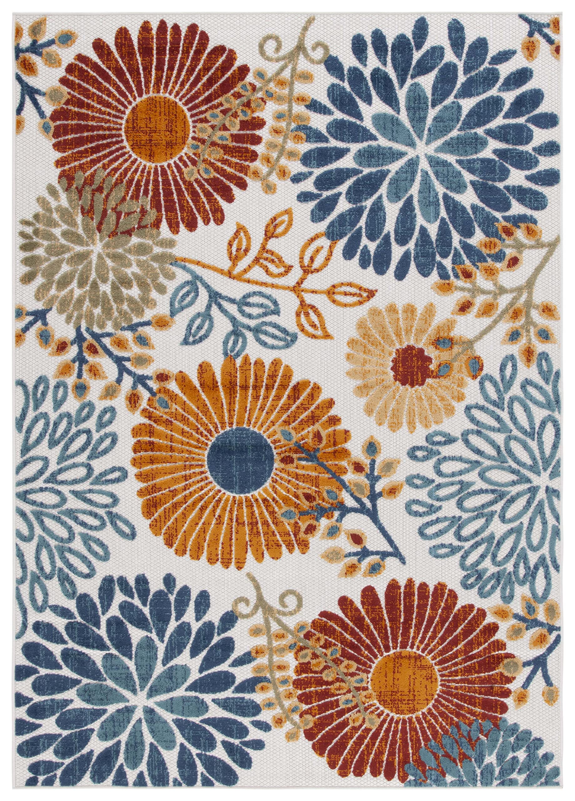 Safavieh Cabana Collection Accent Rug - 2' X 4', Creme & Red, Floral Design, Non-Shedding & Easy Care, Indoor/Outdoor & Washable-Ideal For Patio, Backyard, Mudroom (Cbn832A)