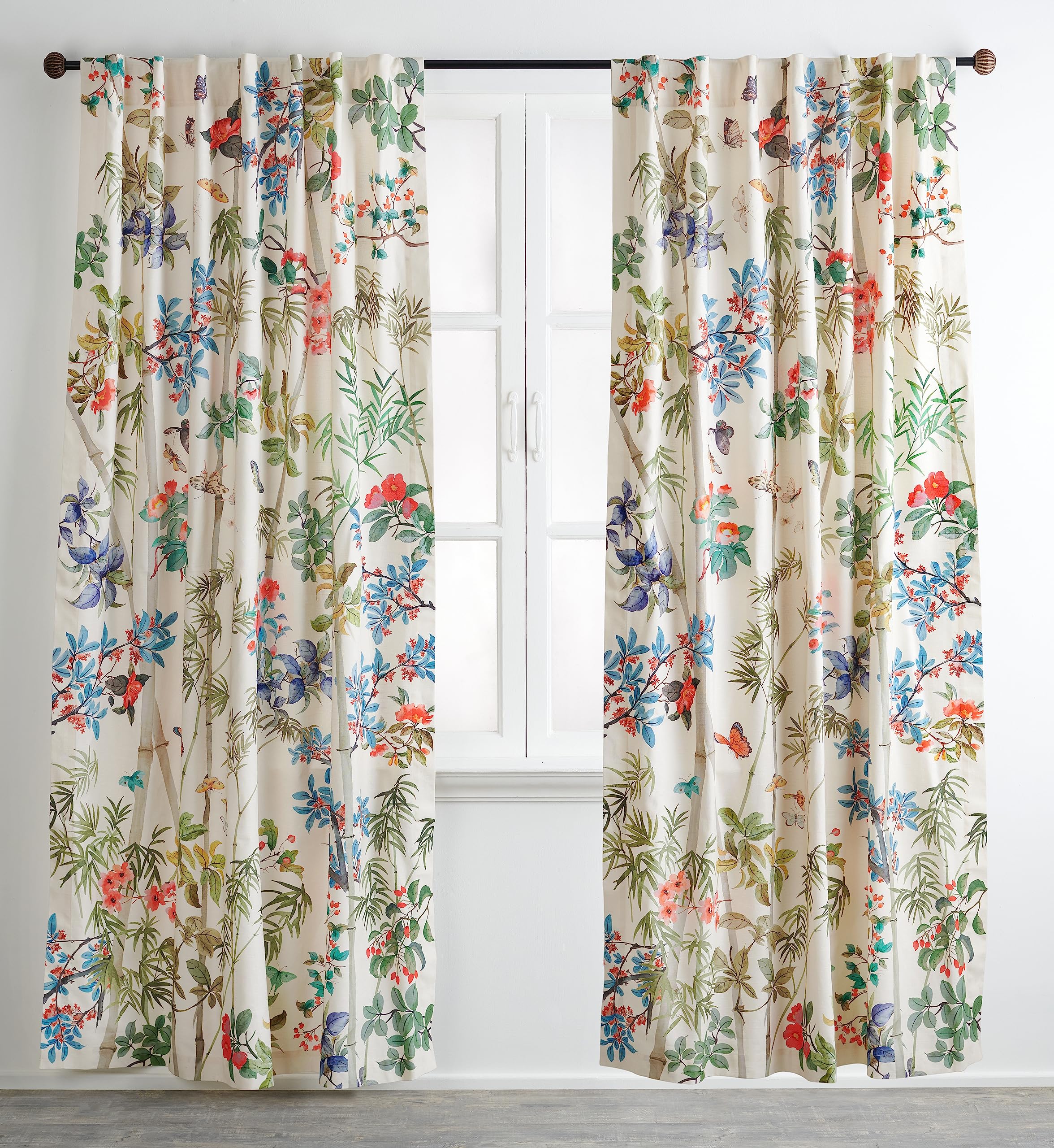 Maison d' Hermine 100% Cotton Curtain Bamboo Light Beige Two Panel Curtains for Living Rooms Bedrooms Offices Tailored with a Ro