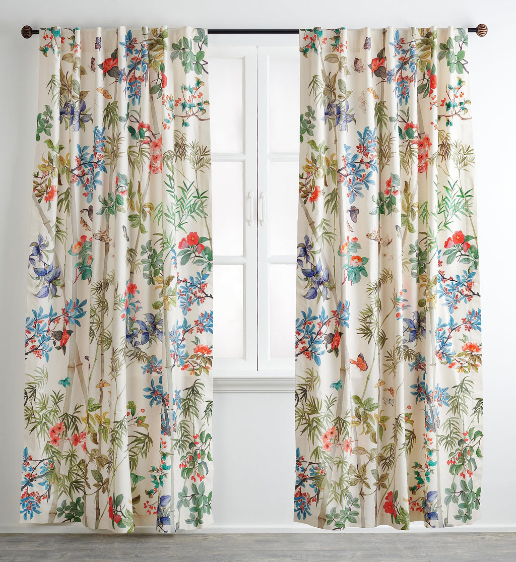 Maison d' Hermine 100% Cotton Curtain Bamboo Light Beige Two Panel Curtains for Living Rooms Bedrooms Offices Tailored with a Ro