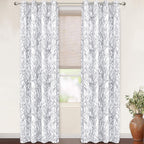 Driftaway Gray White Tree Branch Blackout Curtains For Bedroom 108' Long Grey Branch Lined Window Treatment Thermal Grommet Top
