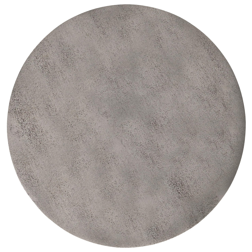 Simplihome Morris Metal Accent Table, 16.5-Inch, Antique Silver, Cast Aluminum, Round Drum Shape, Handcrafted, No Assembly Required, For Living Room