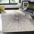 SAFAVIEH Evoke Collection Area Rug - 8 x 10, Black & Ivory, Abstract Burst Design, Non-Shedding & Easy Care, Ideal for High Tr