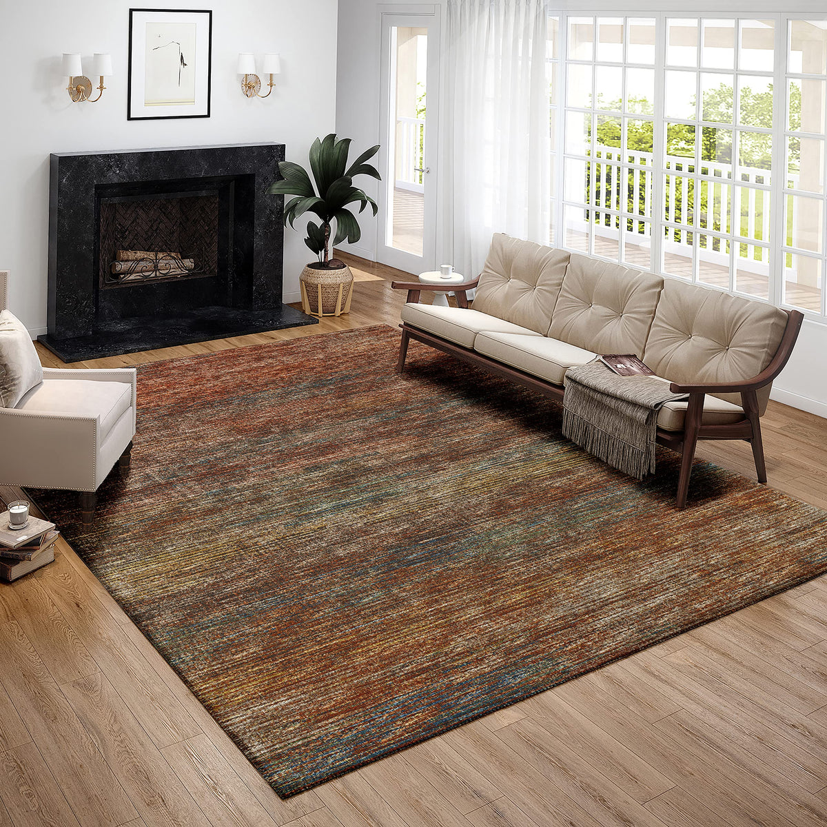 Addison Rugs Marston 5' X 7'6&quot; Transitional Canyon Indoor Outdoor Area Rug, Stain Resistant, Machine Washable, Non Shedding, Bedroom, Living Room, Dining Room, Kitchen Rug