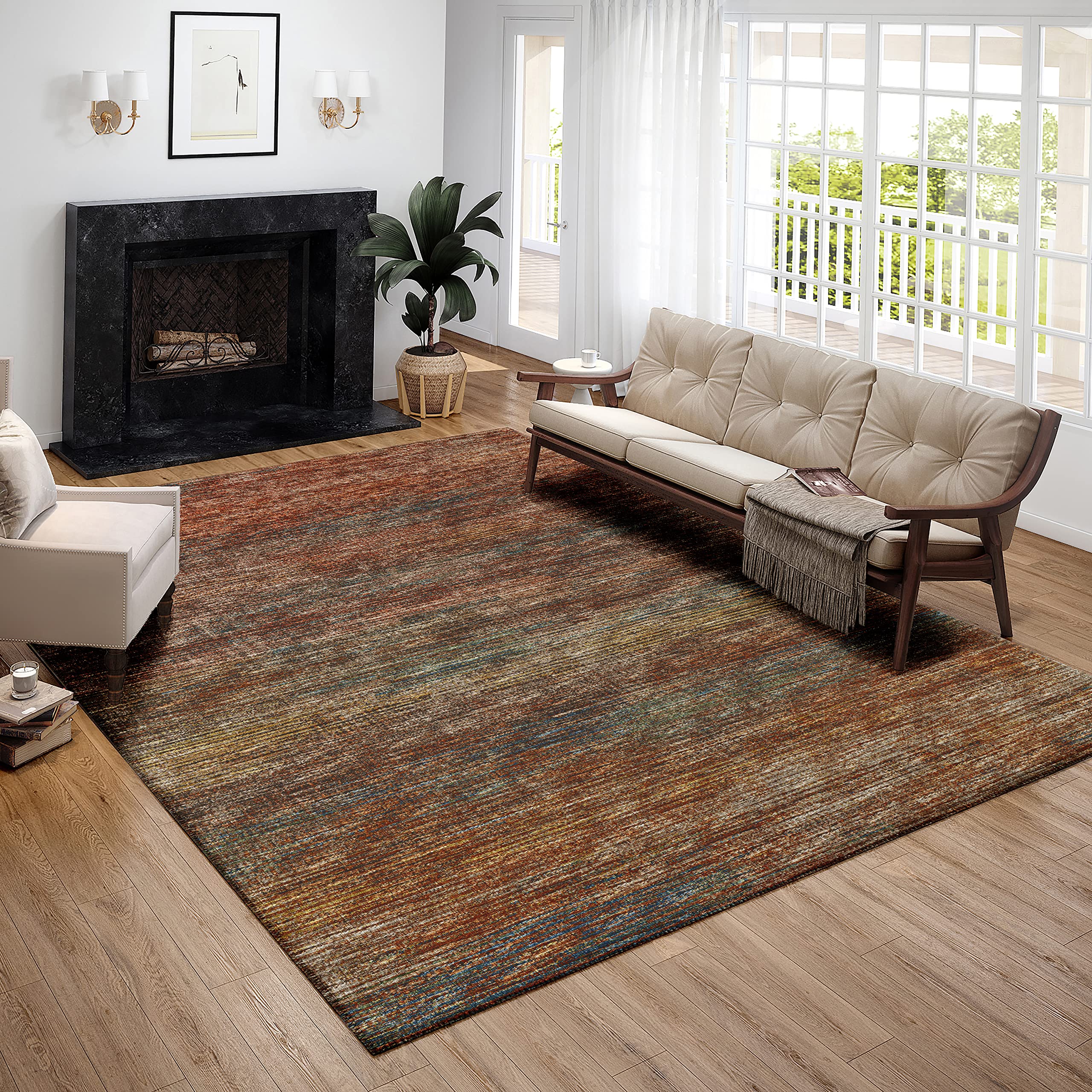 Addison Rugs Marston 5' X 7'6" Transitional Canyon Indoor Outdoor Area Rug, Stain Resistant, Machine Washable, Non Shedding, Bedroom, Living Room, Dining Room, Kitchen Rug