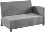 Crosley Furniture Bradenton Outdoor Sectional Right Side Loveseat, 2-Person Wicker Patio Couch For Deck, Gray With Gray Cushions