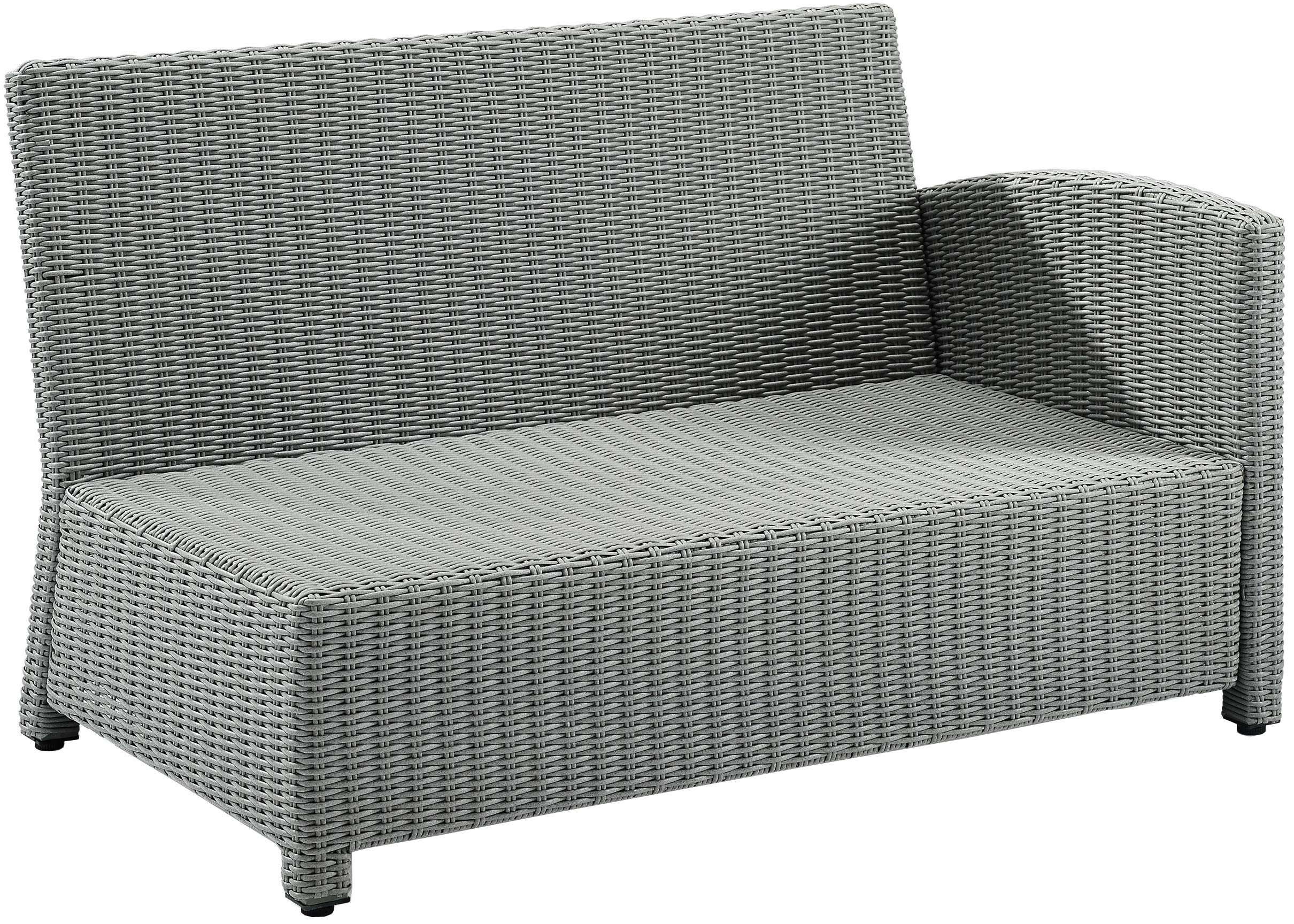 Crosley Furniture Bradenton Outdoor Sectional Right Side Loveseat, 2-Person Wicker Patio Couch For Deck, Gray With Gray Cushions