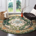 SAFAVIEH Monaco Collection Area Rug - 11 Round, Forest Green & Light Blue, Medallion Distressed Design, Non-Shedding & Easy Car