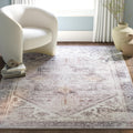 SAFAVIEH Tucson Collection Area Rug - 4 Square, Grey Blue & Rust, Persian Medallion Design, Machine Washable Ideal for High Tra