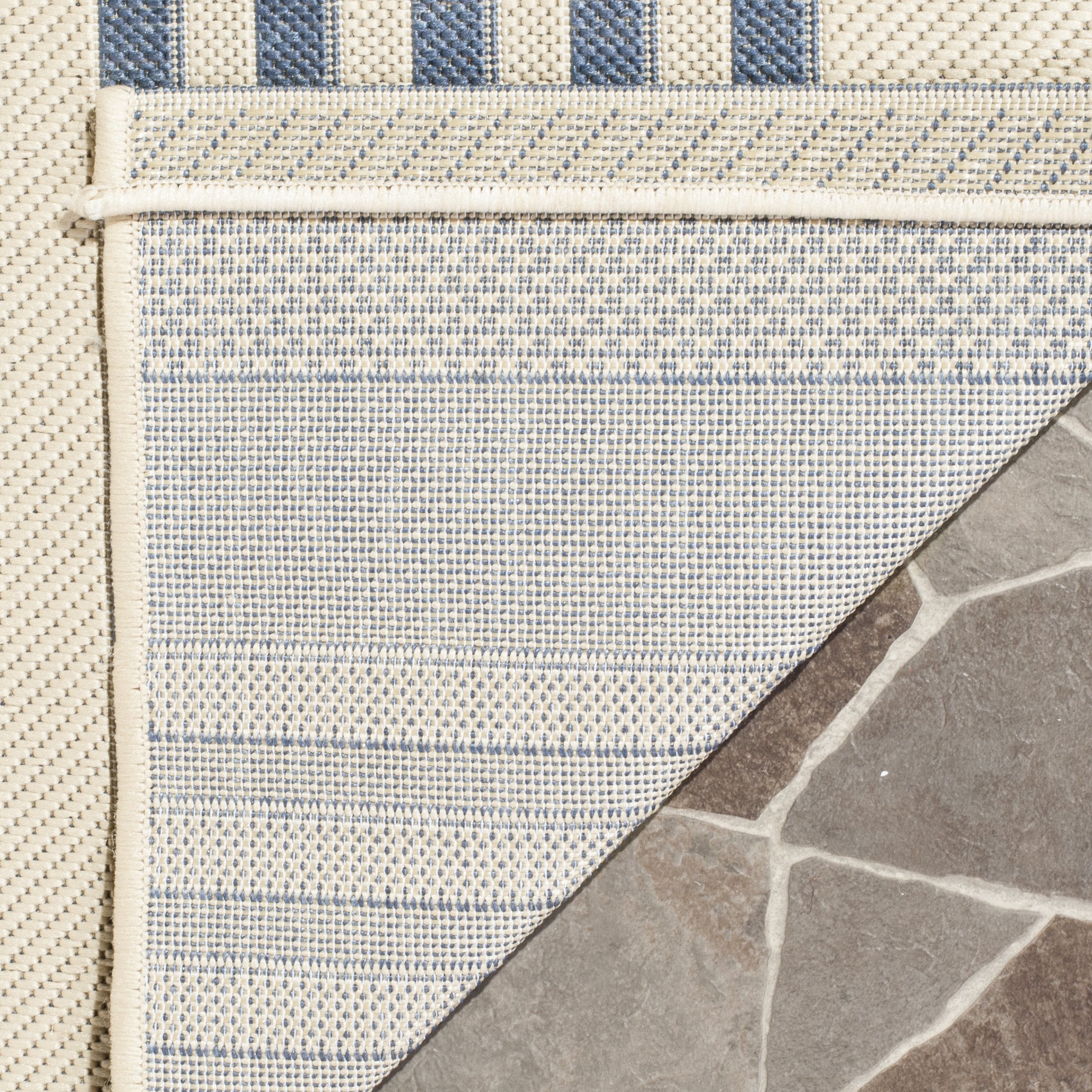 Safavieh Courtyard Collection 2' X 3'7'' Beige/Blue Cy6062 Stripe Indoor/ Outside Waterproof Easy Cleansingpatio Backyard Mudroo