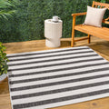 JONATHAN Y SMB112B-6SQ Aveiro Wide Stripe Black/Cream 6 Square Indoor/Outdoor Area Rug, Pet Friendly, Non-Shedding, Stain Resis