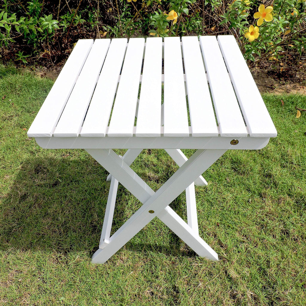 International Caravan Royal Tahiti Acacia 16-inch Round Folding Side Table - Antique White