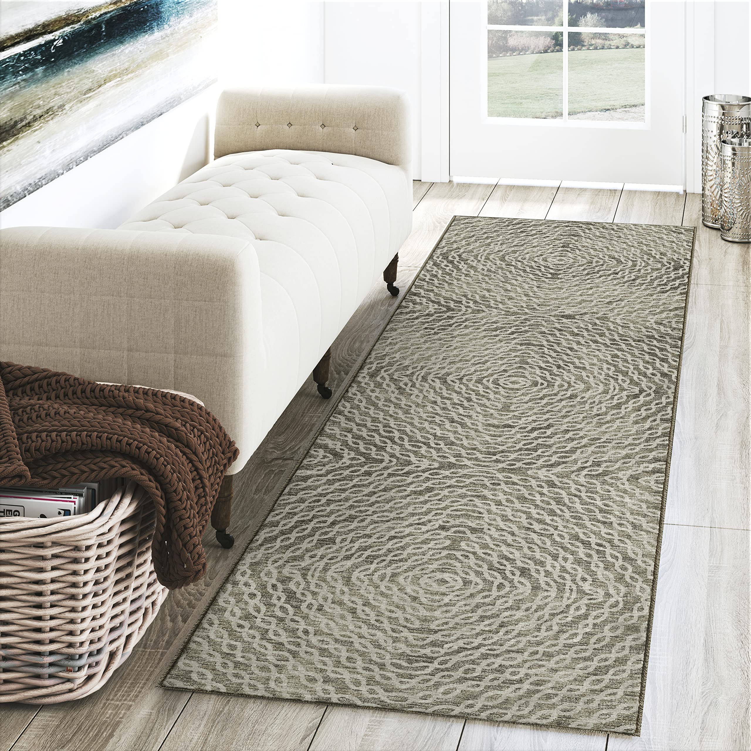 Dalyn Rugs Brisbane Br3 Geometric Chain Links Mink 2'3" X 7'6"