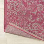 Jonathan Y Smb100G-9 Tela Bohemian Textured Weave Floral Indoor Outdoor Area Rug, Coastal,Traditional,Transitional Easy Clean,Bedroom,Kitchen,Backyard,Patio, Non-Shed, Fuchsia/Light Gray, 9 X 12
