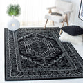 SAFAVIEH Adirondack Collection 8 Square Black/Ivory ADR108Z Oriental Medallion Non-Shedding Area Rug