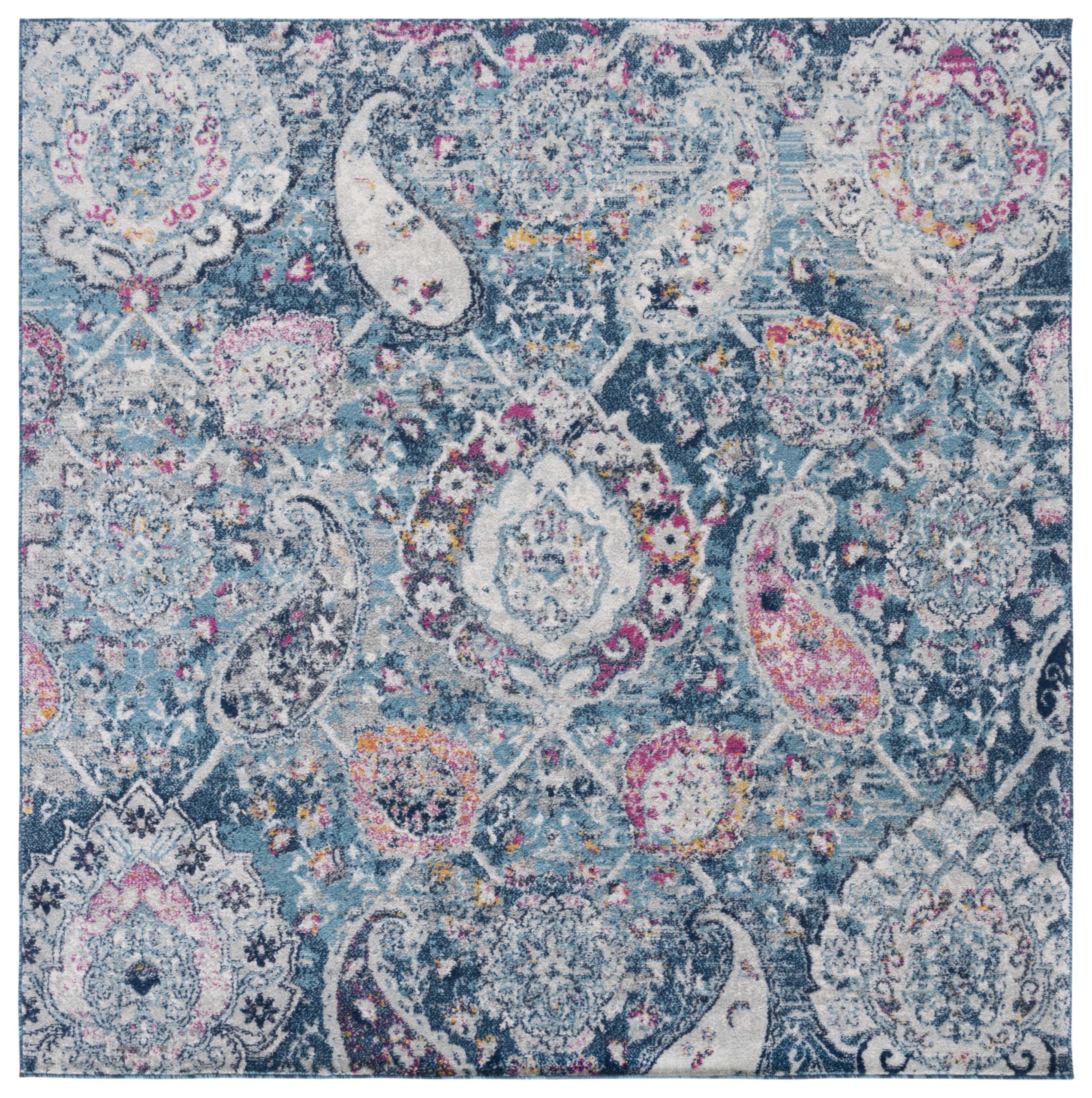 SAFAVIEH Madison Collection Accent Rug - 4 Square, Blue & Grey, Non-Shedding & Easy Care, Ideal for High Traffic Accents in The