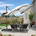 Purple Leaf 8 Feet Patio Umbrella Outdoor Cantilever Square Umbrella Aluminum Offset Umbrella With 360-Degree Rotation For Garden Deck Pool Patio, White