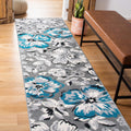 Rugshop Modern Floral Design Runner Rug for Living Room,Bedroom,Home Office,Kitchen Non Shedding Runner Rug 2 X 7 2 Blue