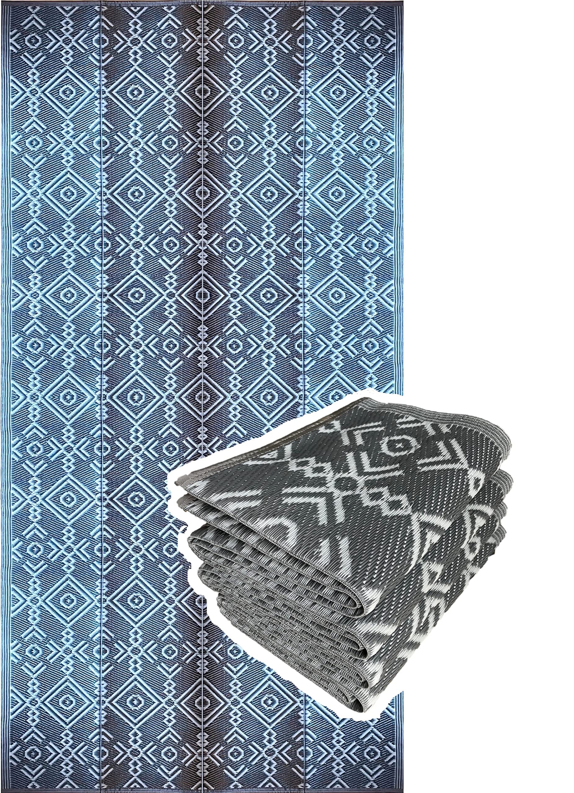 Balajeesusa Outdoor Area Rug - 9X18 Feet, Grey, Reversible Mats, Recycled Plastic Straw Rugs, Outdoor Patio Rugs Clearance, Wate