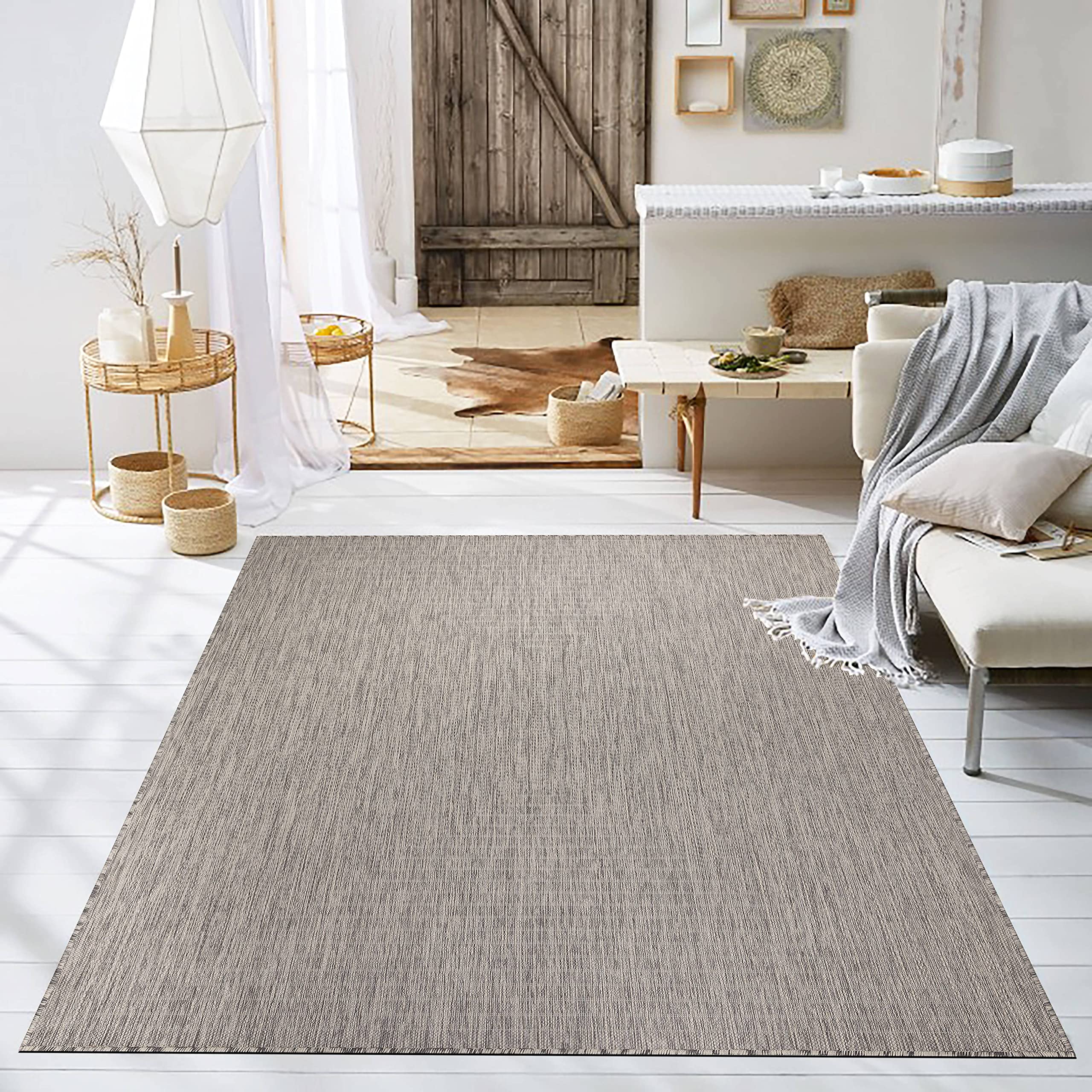 Adiva Rugs Outdoor Indoor Area Rug, Weather Resistant, Easy to Clean, Stain Resistant Floor Mat for Dining Room, Backyard, Deck,