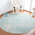 SAFAVIEH Evoke Collection Area Rug - 3 Round, Ivory & Aqua, Distressed Design, Non-Shedding & Easy Care, Ideal for High Traffic