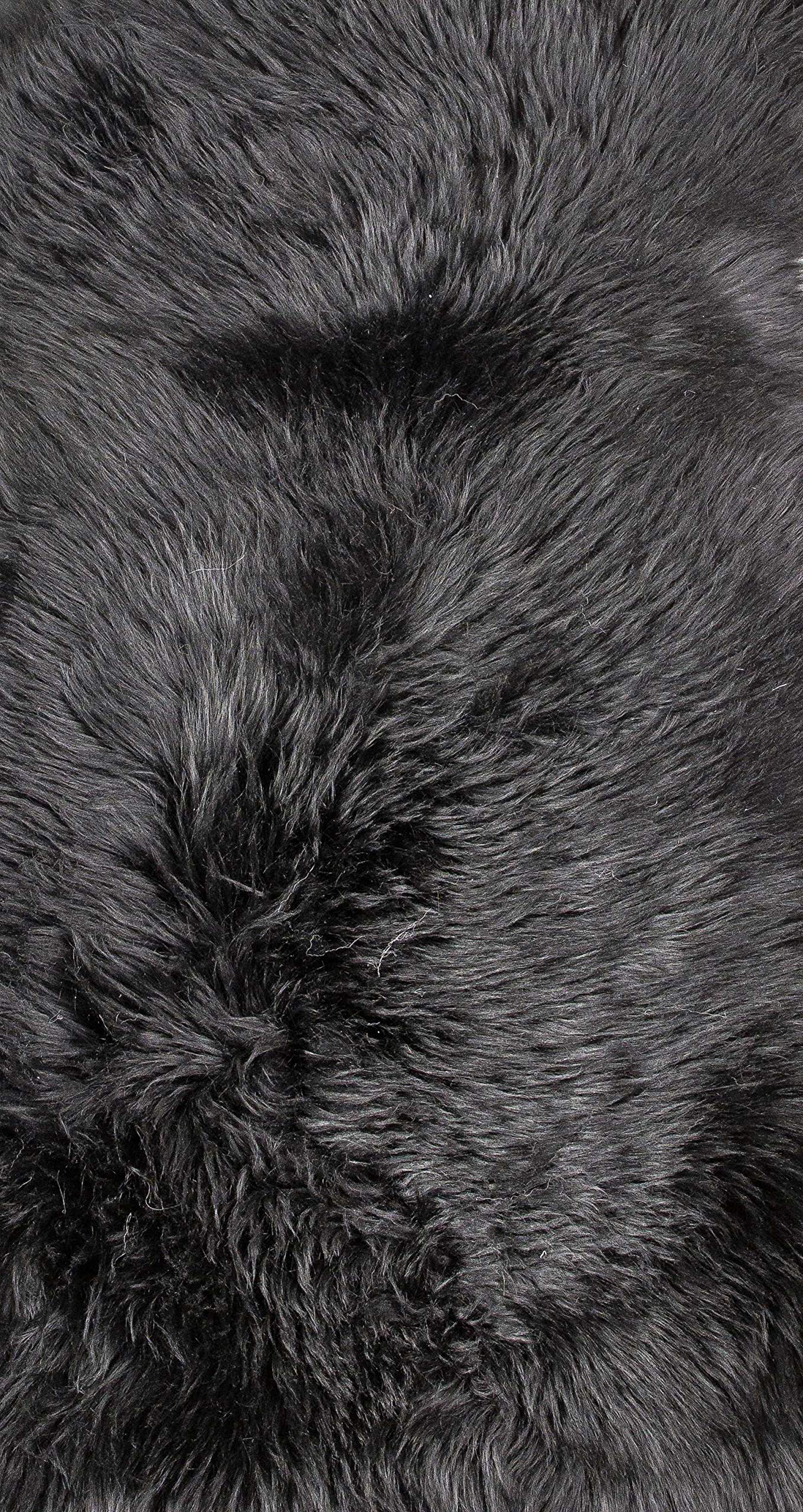 HomeRoots 2' X 3' Black New Zealand Natural Sheepskin Rug