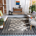 Safavieh Veranda Collection 6'7' Square Ivory/Charcoal Ver099 Boho Indoor/ Outdoor Non-Shedding Easy Cleaning Patio Backyard Po