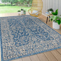 Jonathan Y Smb103A-4 Palazzo Vine And Border Textured Weave Indoor/Outdoor Navy/Gray 4 Ft. X 6 Ft. Area-Rug, Coastal,Easy-Cleaning,Hightraffic,Livingroom,Backyard, Non Shedding