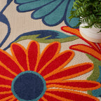 Nourison Aloha Indoor/Outdoor Multicolor 5'3' X 7'5' Area Rug, Easy Cleaning, Non Shedding, Bed Room, Living Room, Dining Room, Kitchen (5X7)