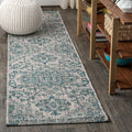 Jonathan Y Smb105C-28 Estrella Bohemian Medallion Textured Weave Teal/Gray 2 Ft. X 8 Ft. Indoor/Outdoor Runner Rug Coastal, Trad