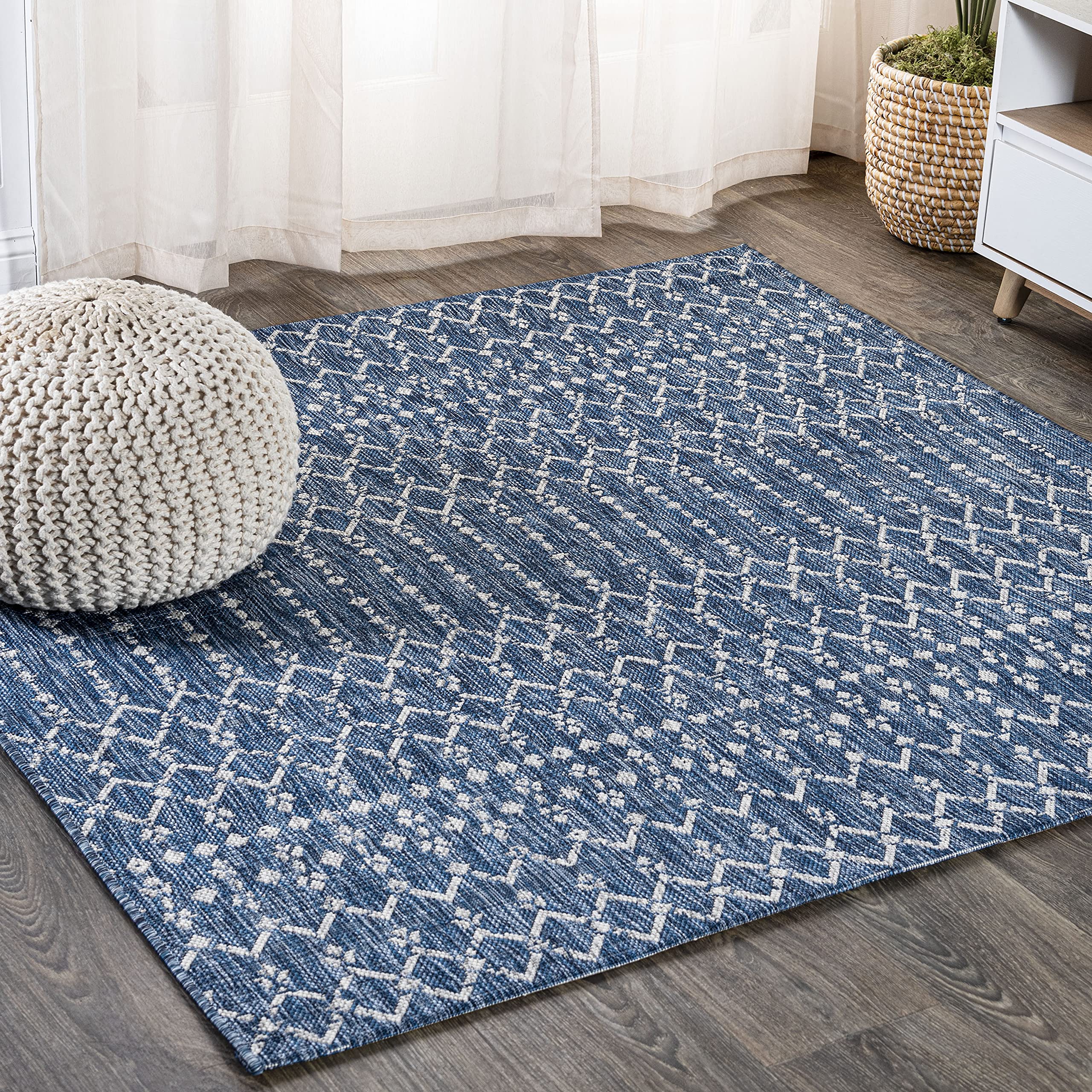 Jonathan Y Smb108B-6Sq Ourika Moroccan Geometric Textured Weave Indoor/Outdoor Area Rug, Bohemian, Scandinavian For Bedroom, Kit